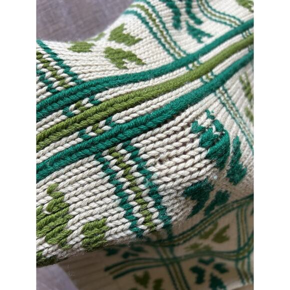 Vintage Tarni Fair Isle Nordic Wool Sweater Womens 38 Green Ski Alpine Mock Neck - Picture 8 of 15